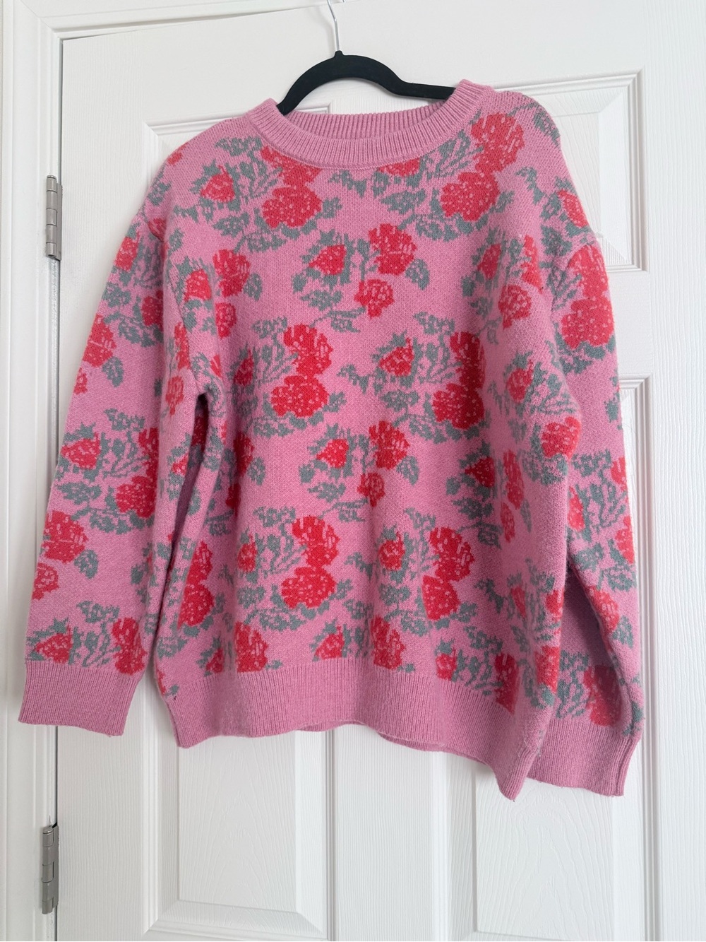 Pink Floral Crewneck Sweater by
